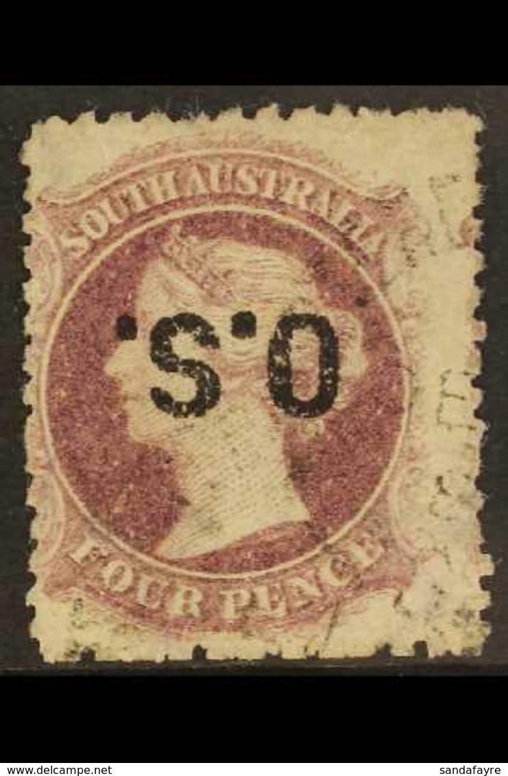 SOUTH AUSTRALIA OFFICIAL 1876-85 4d Deep Mauve, "O.S." INVERTED, SG O24a, Fine Cds Used. For More Images, Please Visit H - Sonstige & Ohne Zuordnung