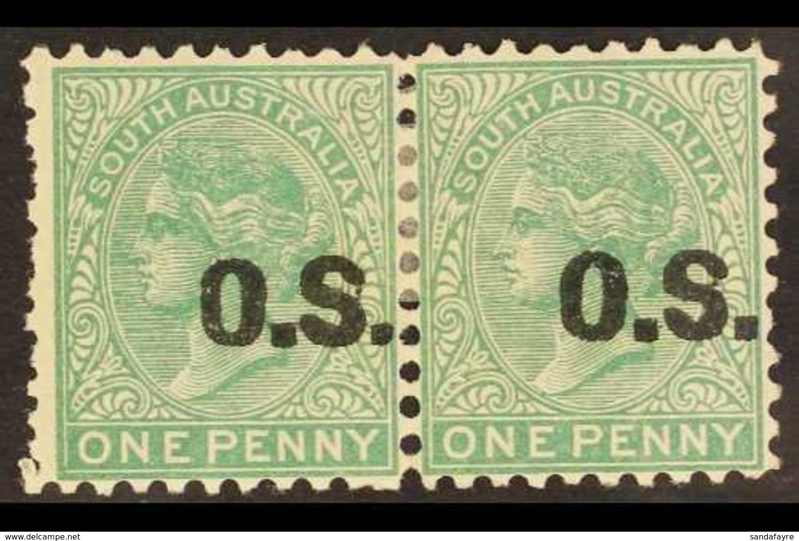 SOUTH AUSTRALIA OFFICIAL 1876 1d Blue-green, SG O43, Very Fine Mint Horizontal Pair. For More Images, Please Visit Http: - Autres & Non Classés