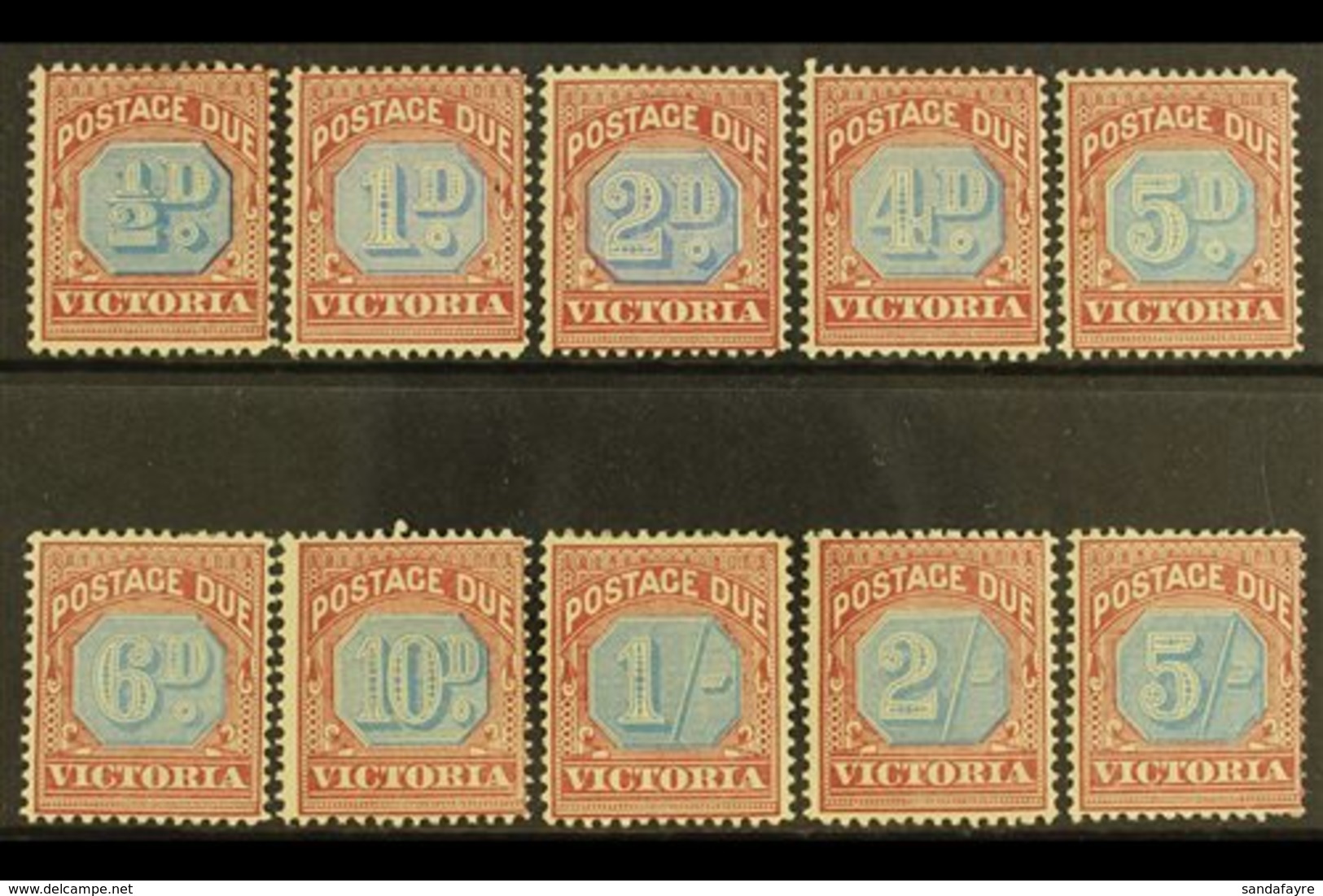 VICTORIA POSTAGE DUE 1890-94 Set Complete, SG D1/10, Fine Mint, Lovely Fresh Colours, The 5s With Short Perf (10 Stamps) - Andere & Zonder Classificatie