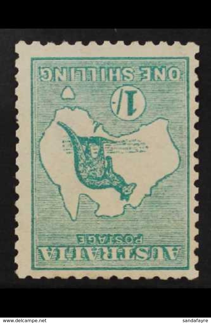 1913 1s Blue Green, Wmk Broad Crown, Kangaroo, Variety "watermark Inverted", SG 11w, Very Fine Mint.     For More Images - Other & Unclassified