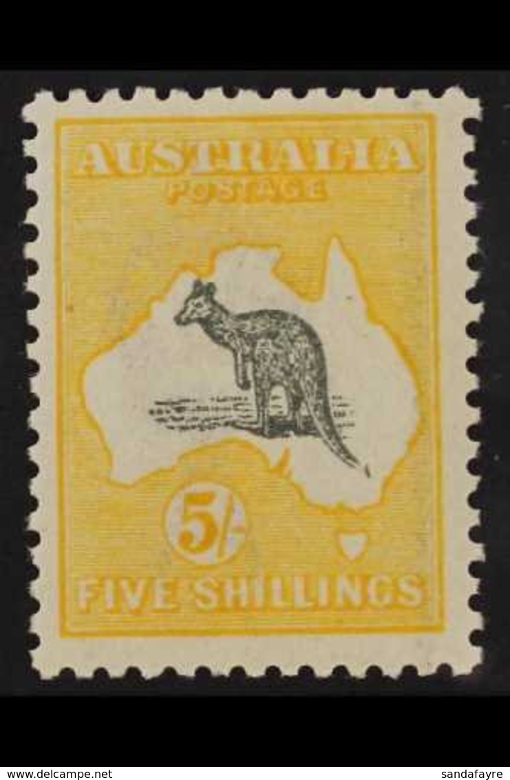 1915 5s Grey And Deep Yellow, Wmk Narrow Crown, Kangaroo, SG 42b, Very Fine Mint. For More Images, Please Visit Http://w - Autres & Non Classés