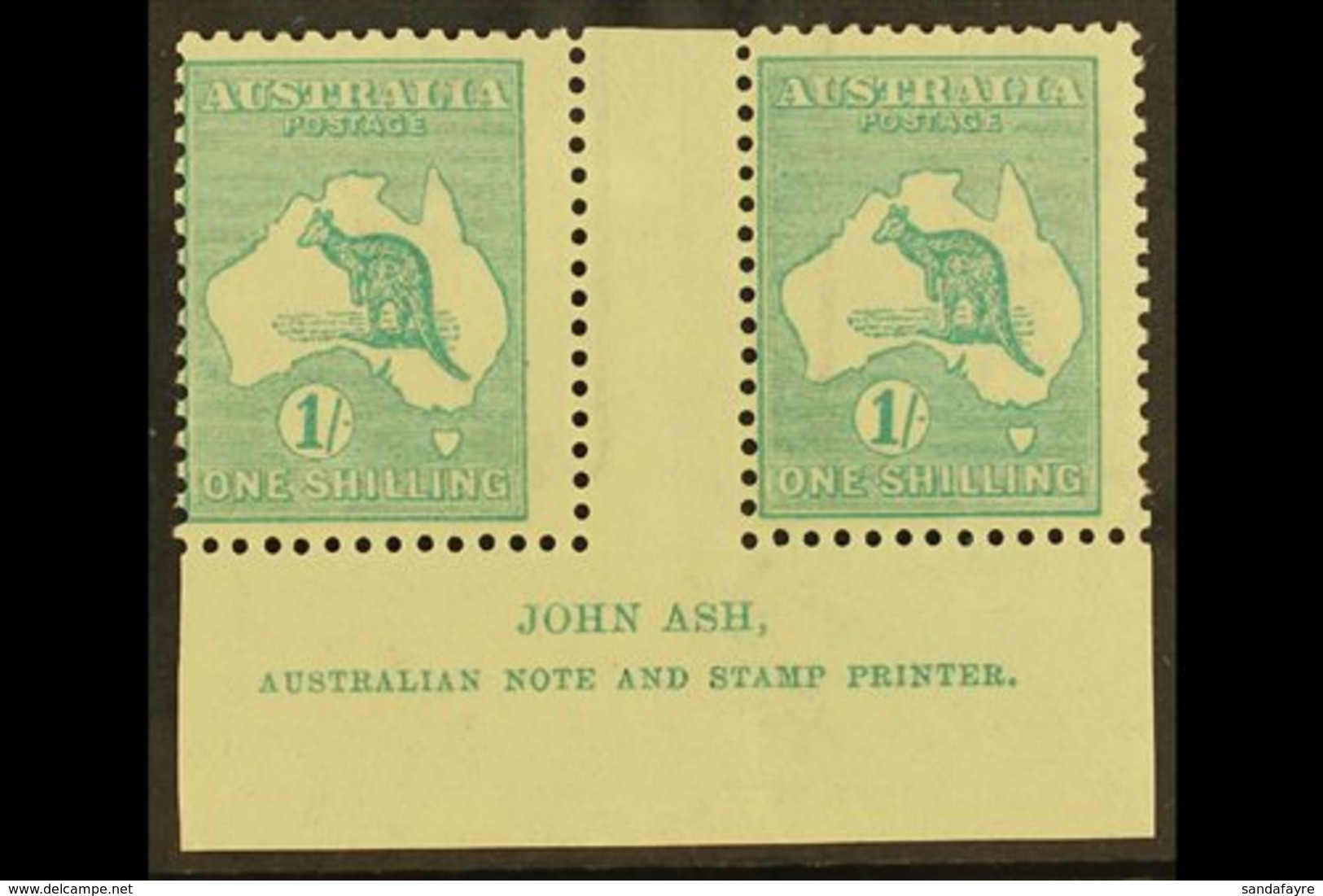 1915-27 1s Blue-green Roo, Die IIB (SG 40b), Ash Imprint Pair With "N" Over "A", BW 33zd, Fine Mint. For More Images, Pl - Andere & Zonder Classificatie