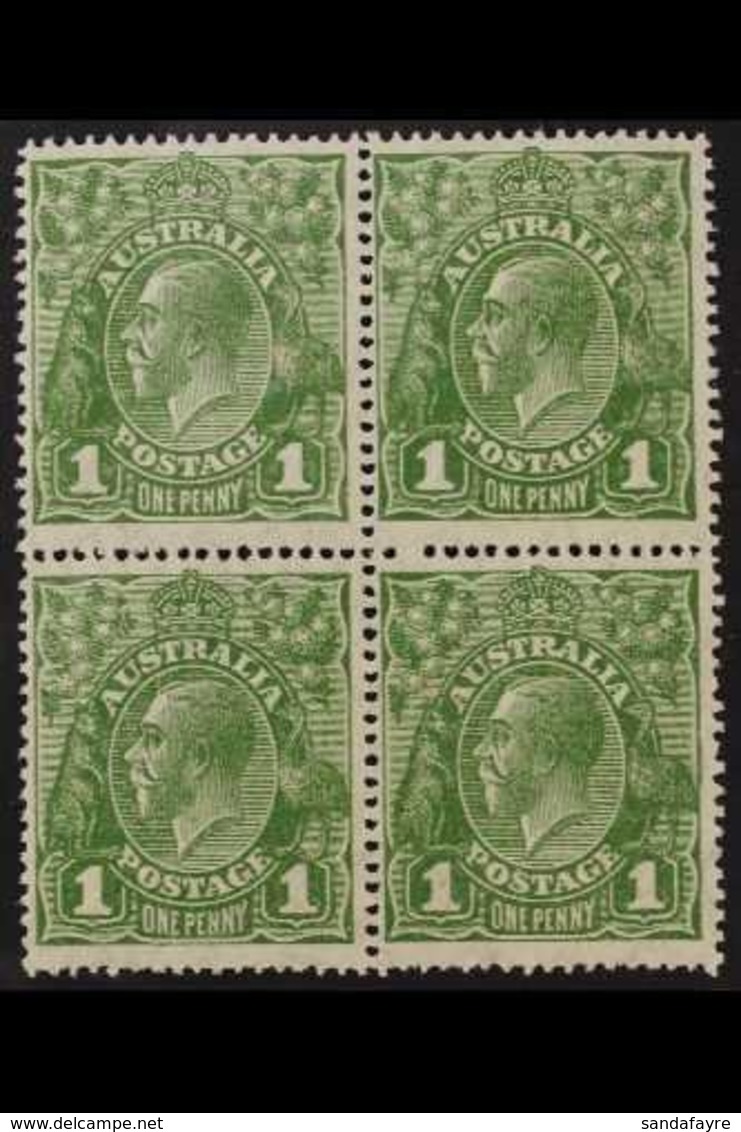 1926 1d Sage Green, Perf 14, Wmk Mult Crown A, Variety "RA Joined", SG 86d, In Mint Block Of 4 With Normals. For More Im - Autres & Non Classés