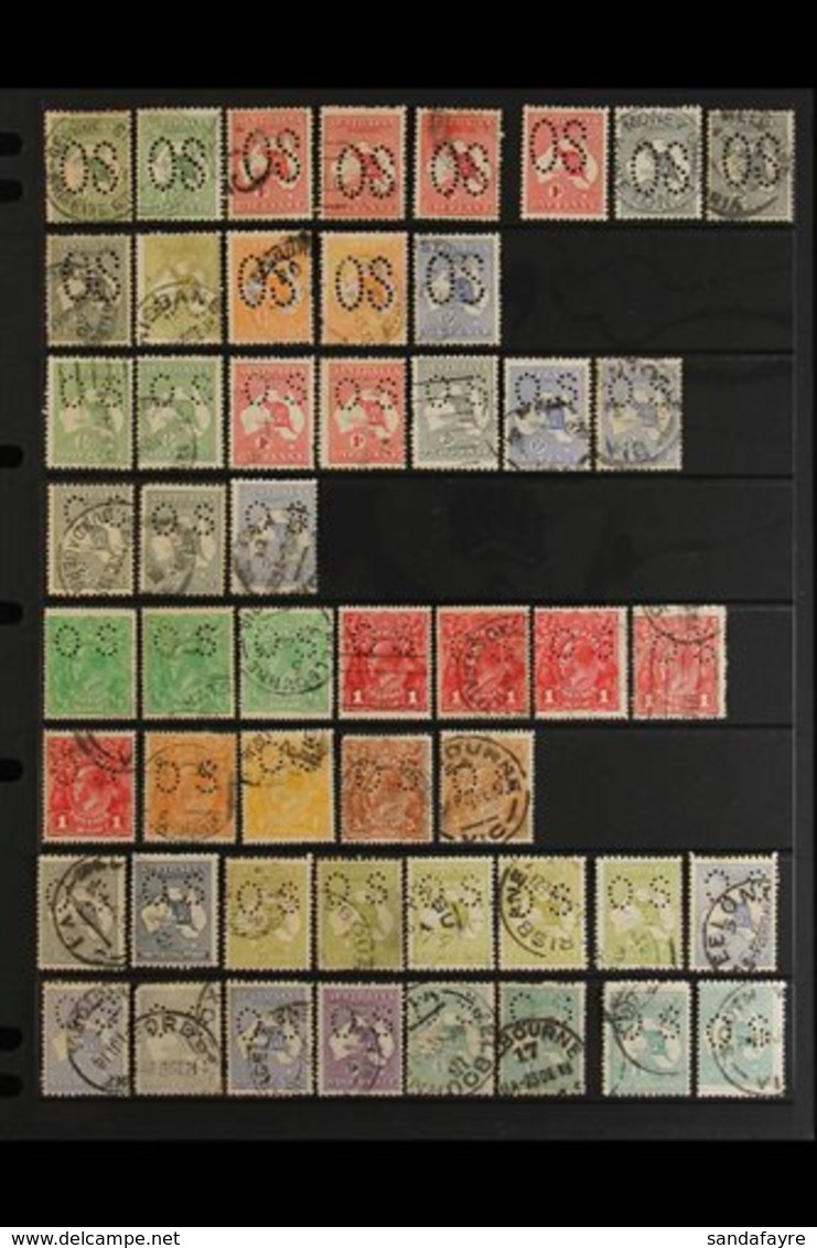 OFFICIALS 1913-1932 USED ASSEMBLY Nicely Displayed On Stock Pages, Includes 1913 Set To 2d (x3), 3d, 4d (x2) & 6d, 1914  - Autres & Non Classés