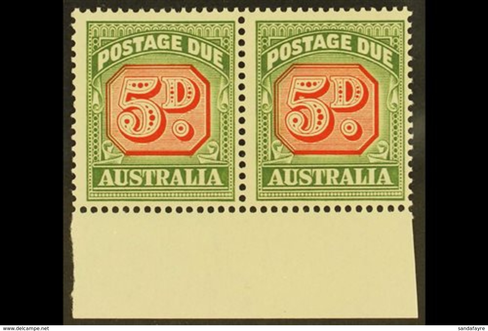 POSTAGE DUE 1958-60 5d Die II, SG 136a, Never Hinged Mint Marginal Pair (2 Stamps) For More Images, Please Visit Http:// - Autres & Non Classés