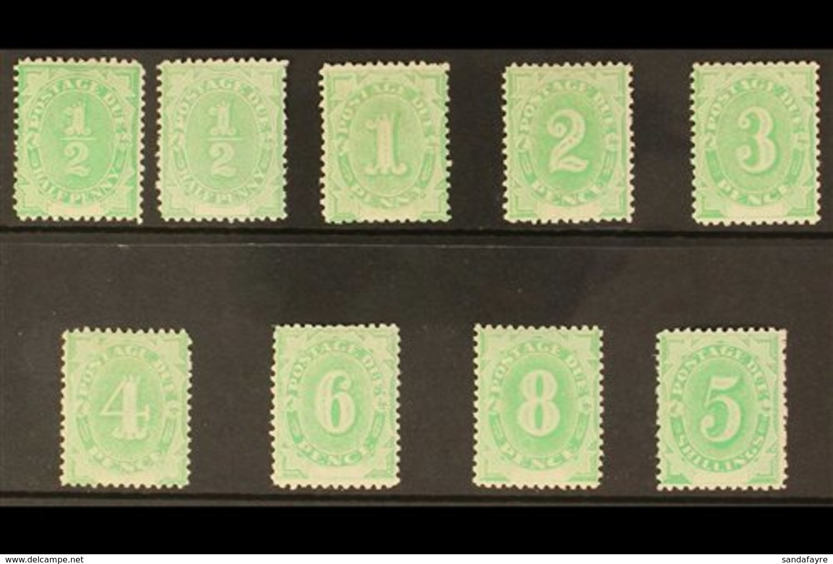 POSTAGE DUE 1902 Perf 11½, 12 Set Plus ½d Shade, Chalk-surface Paper, Crown Over NSW Wmk, SG D1/D8, Very Fine Mint (9 St - Autres & Non Classés
