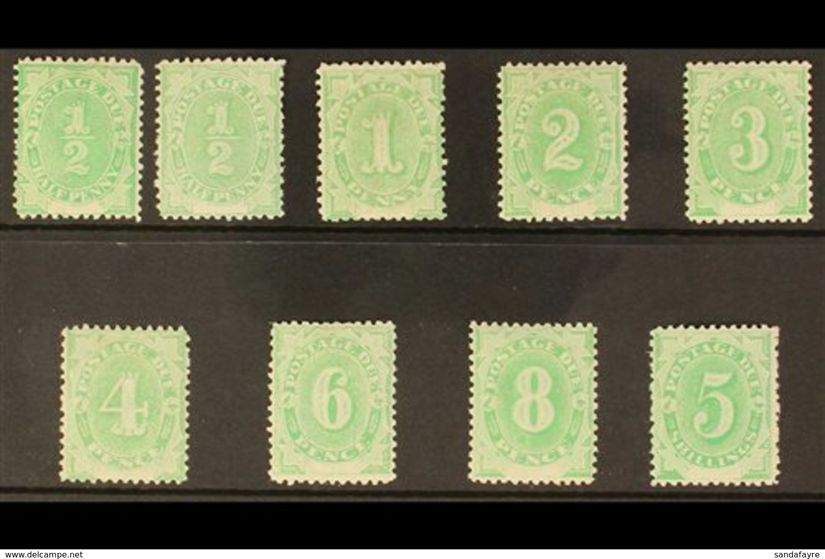 POSTAGE DUE 1902 Perf 11½, 12 Set Plus ½d Shade, Chalk-surface Paper, Crown Over NSW Wmk, SG D1/D8, Very Fine Mint (9 St - Other & Unclassified