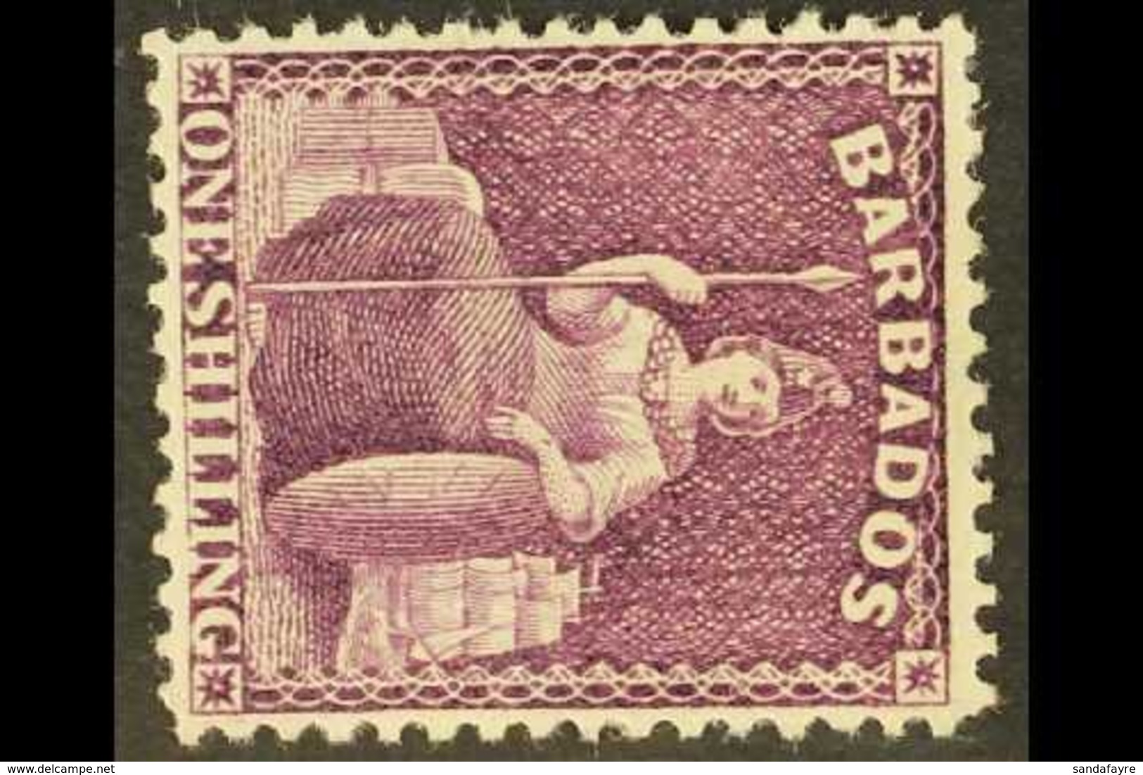 1875-81 1s Purple, CC Wmk Sideways, SG 81, Very Fine Mint For More Images, Please Visit Http://www.sandafayre.com/itemde - Barbades (...-1966)