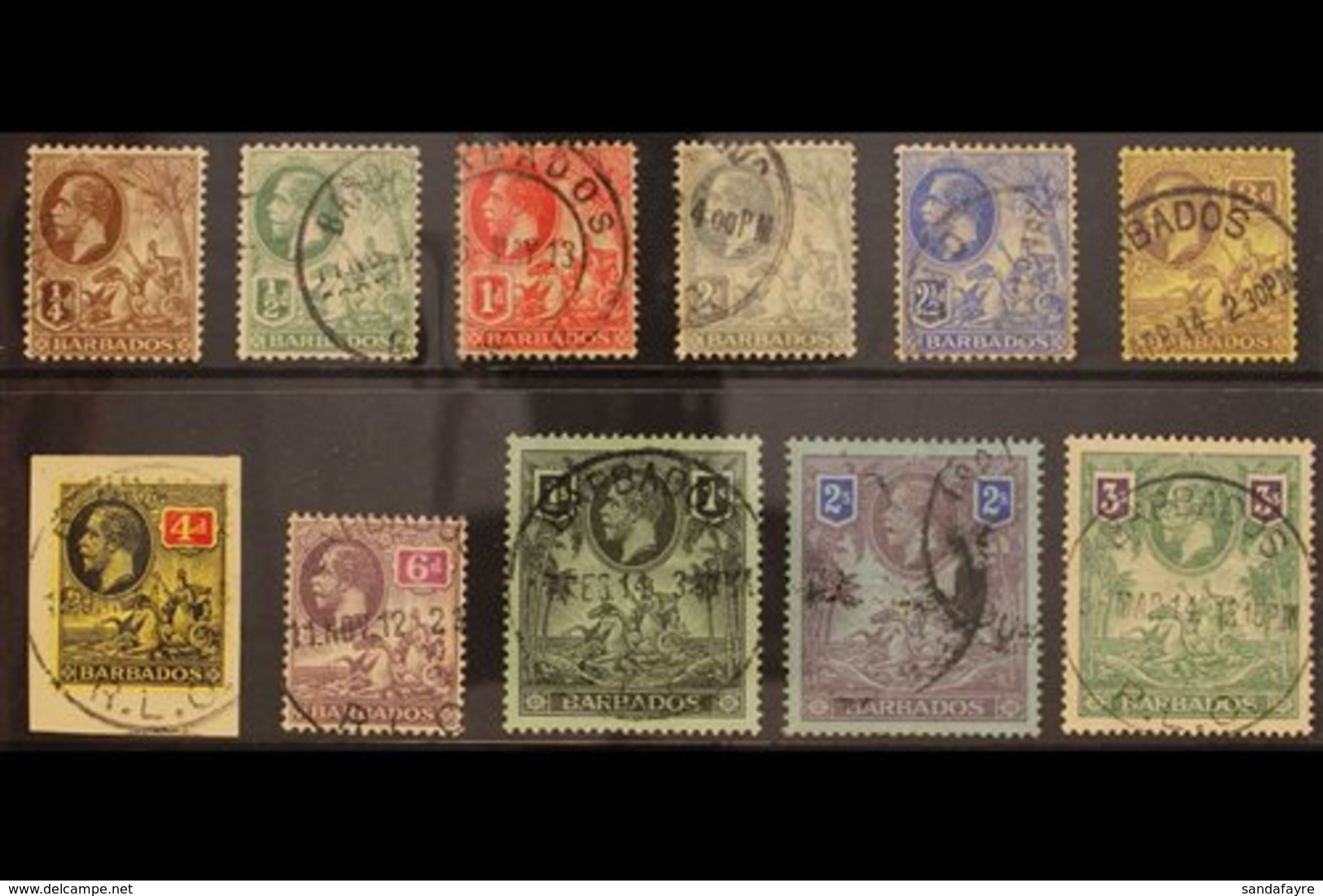 1912-16 KGV Definitives Complete Set, SG 170/80, Fine / Very Fine Used. (11 Stamps) For More Images, Please Visit Http:/ - Barbades (...-1966)