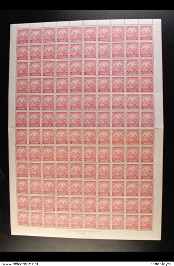 1938-47 Definitive 2d Carmine Perf 13½ X 13 (SG 250d) - A Very Fine NEVER HINGED MINT COMPLETE SHEET OF 120 STAMPS With  - Barbades (...-1966)