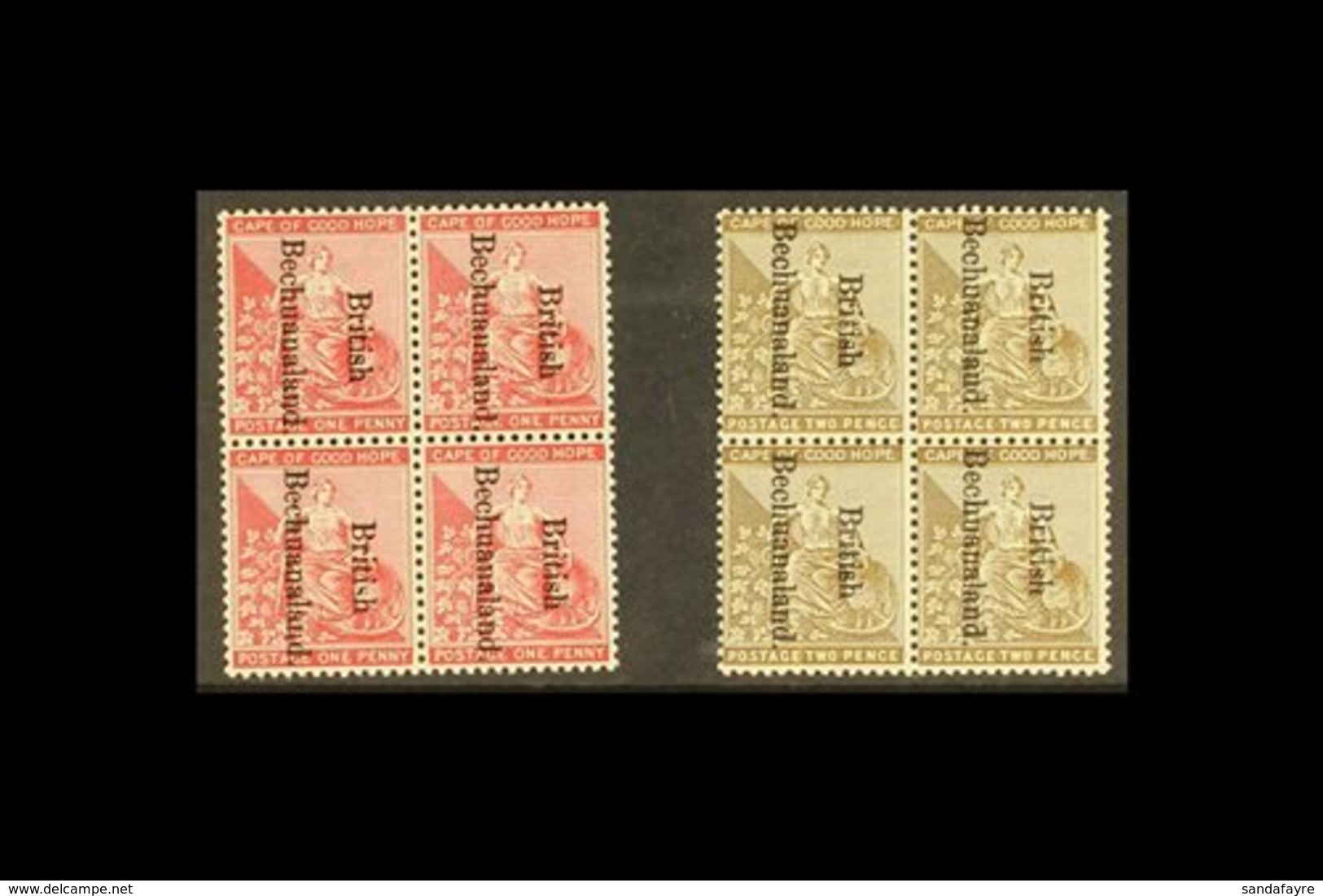 1893 1d Carmine And 2d Bistre Ovptd, SG 38/39, In Very Fine Mint Blocks Of 4 For More Images, Please Visit Http://www.sa - Sonstige & Ohne Zuordnung