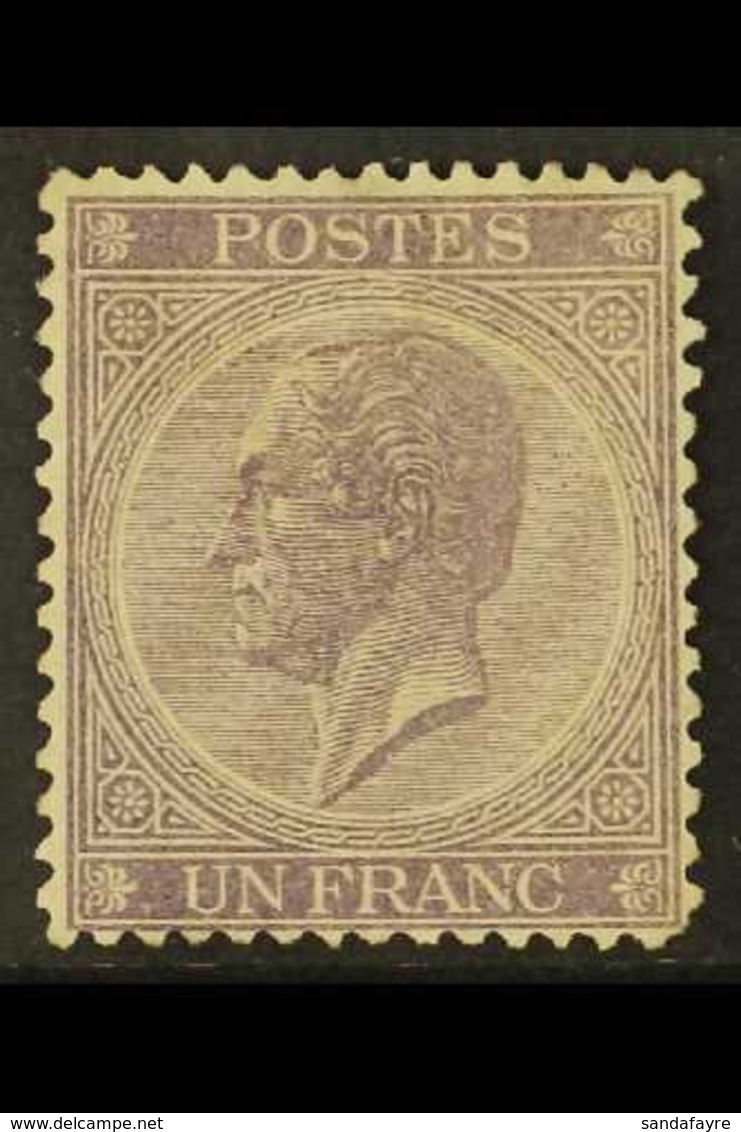 1865-6 1f Lilac, Perf 14½x14, SG 33, Mi 18 A, COB 21, Unused No Gum, Tiny Tear (about 0.5mm) Does Not Detract, Good Cent - Autres & Non Classés