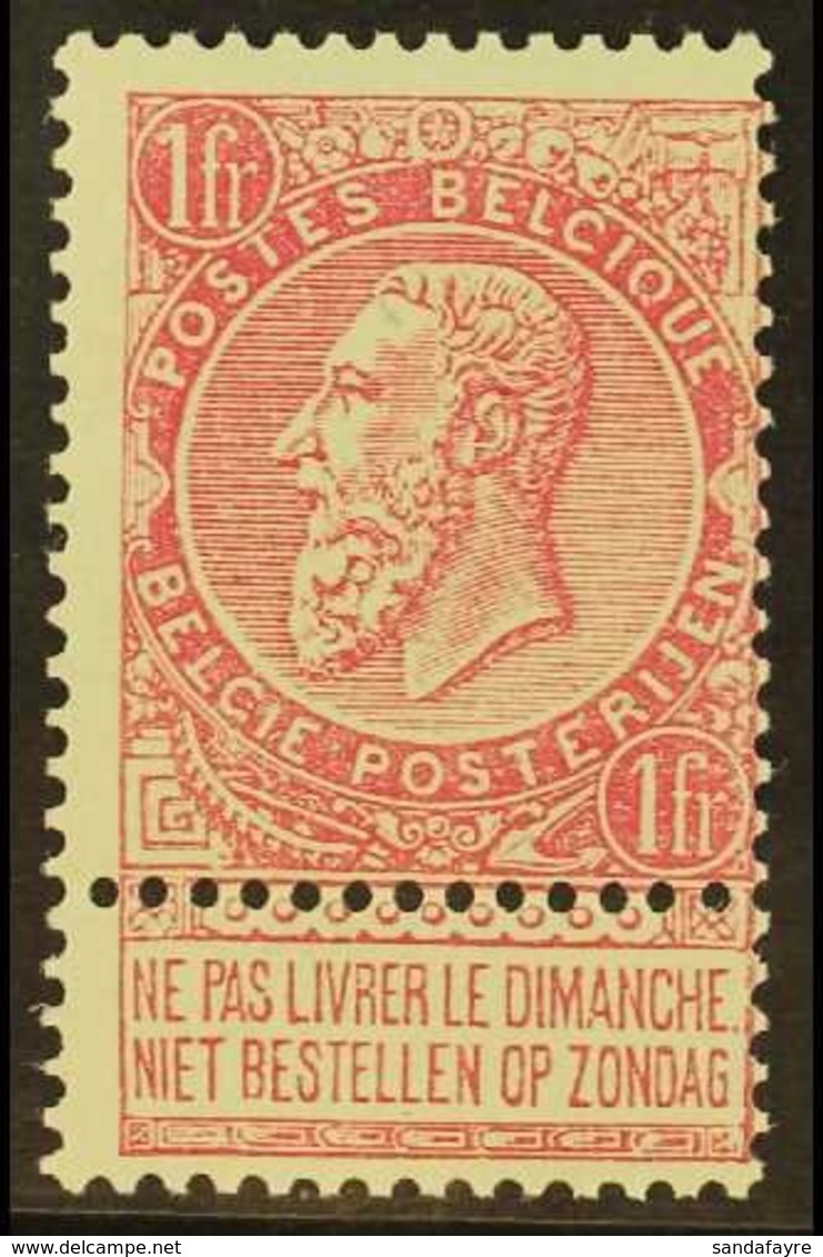 1893-1900 1f Carmine On Green With Label (SG 89, Michel 58, COB 64), Never Hinged Mint, Centered To Lower Right, Very Fr - Andere & Zonder Classificatie