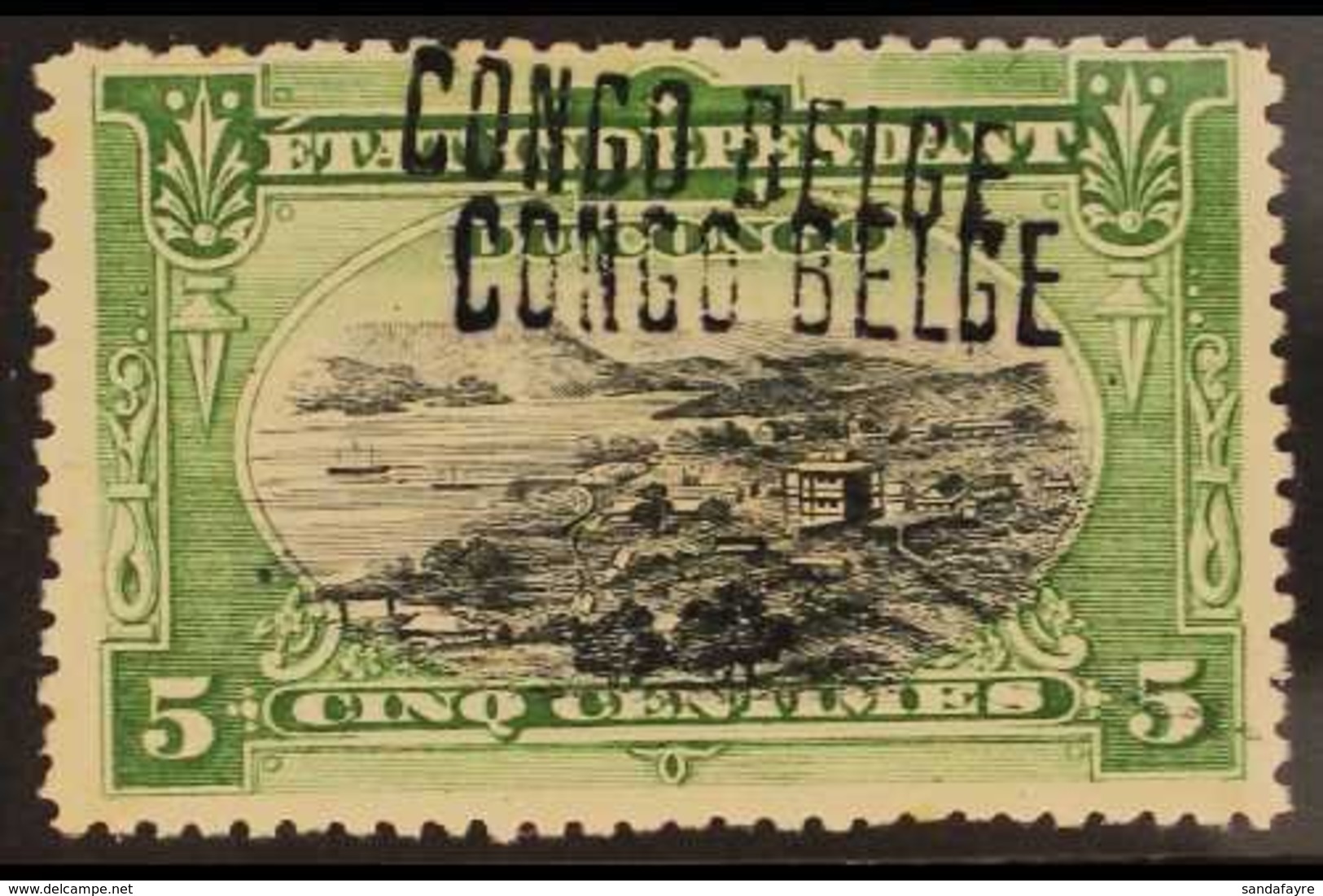 CONGO 1909 Handstamped 5c Black And Green, COB 30, Variety Overprint Double, Fine Mint, Unlisted. For More Images, Pleas - Other & Unclassified