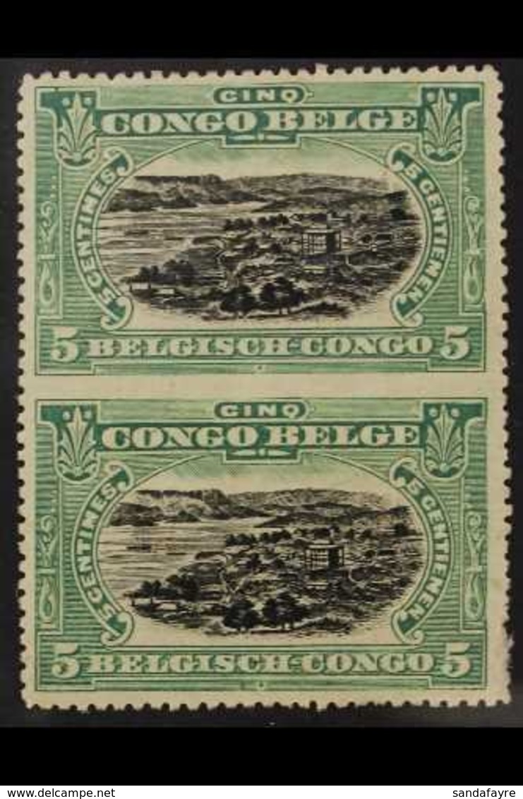 CONGO 1915 5c Black And Green (COB 64), Vertical Pair, IMPERF BETWEEN, Fine Mint, UNLISTED VARIETY. For More Images, Ple - Other & Unclassified