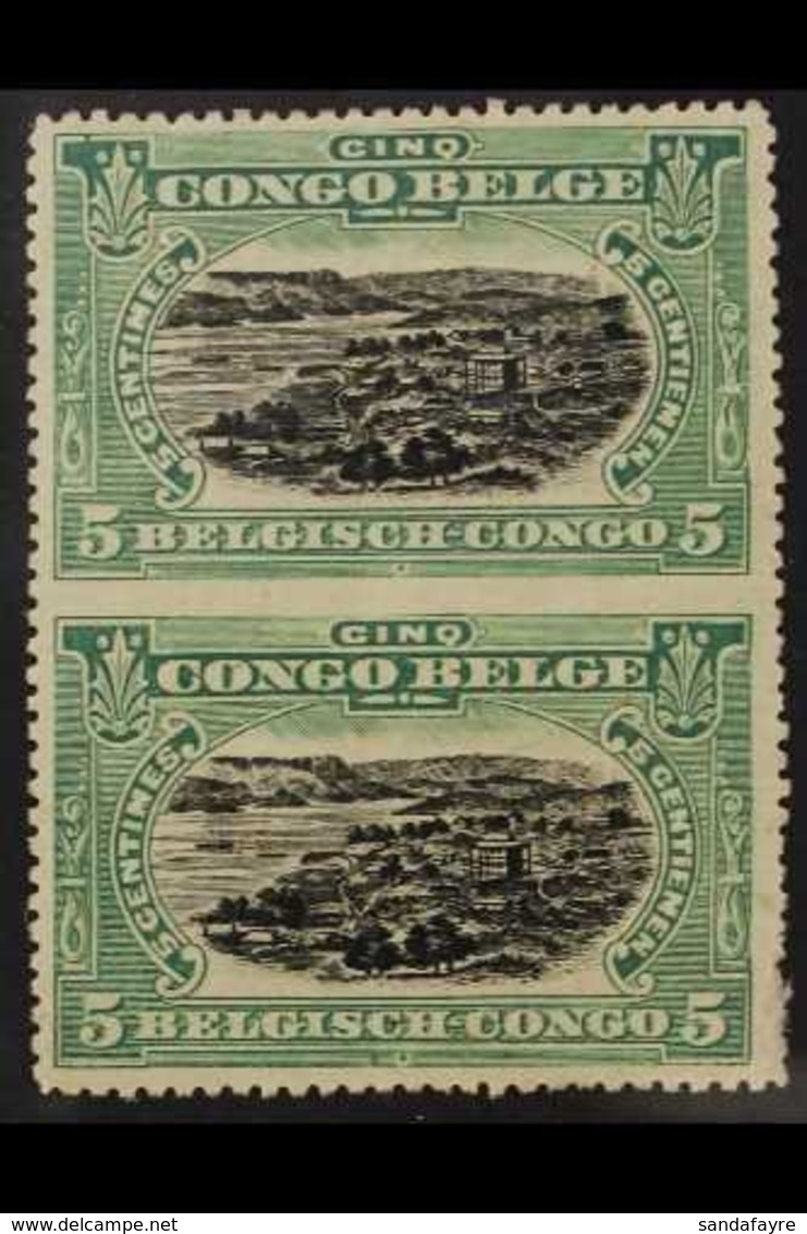 CONGO 1915 5c Black And Green (COB 64), Vertical Pair, IMPERF BETWEEN, Fine Mint, UNLISTED VARIETY. For More Images, Ple - Andere & Zonder Classificatie