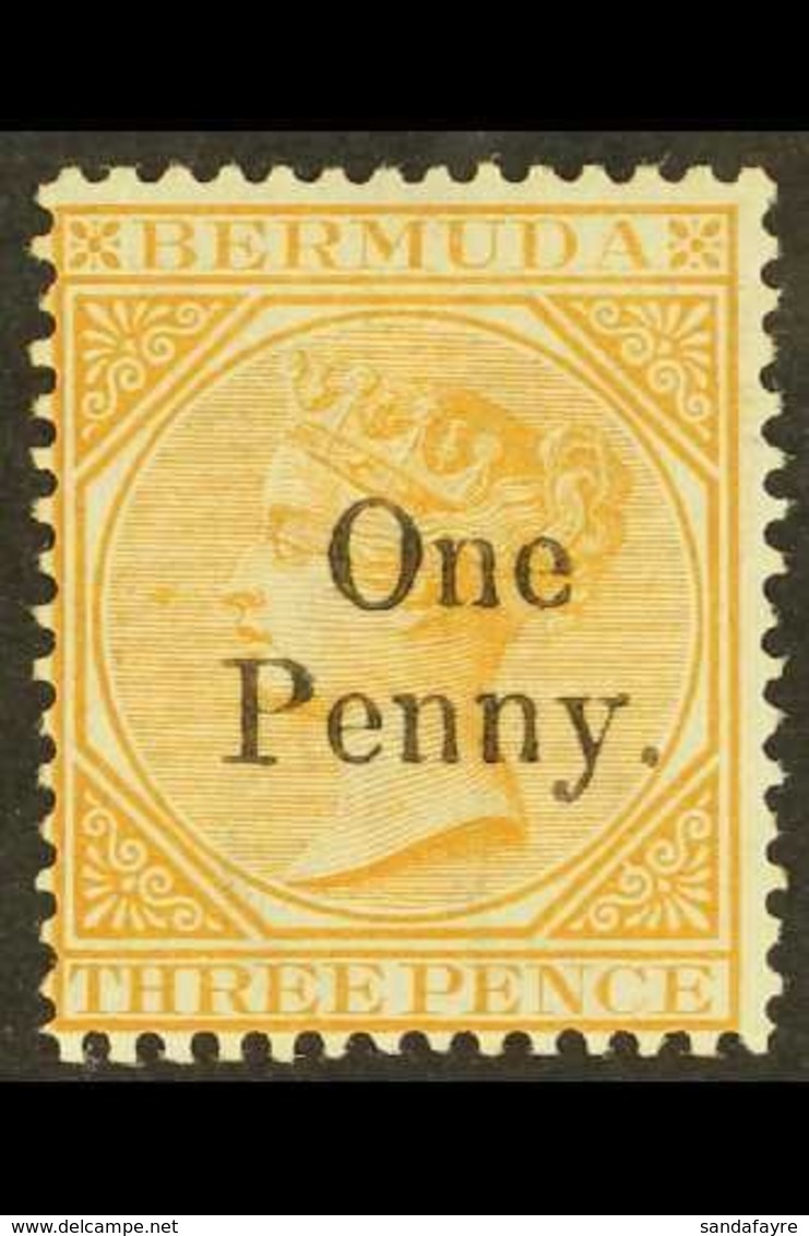 1875 1d On 3d Yellow-buff, SG 16, Fine Mint. For More Images, Please Visit Http://www.sandafayre.com/itemdetails.aspx?s= - Bermudes