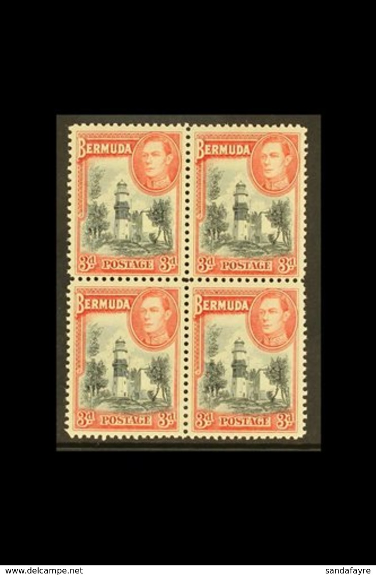 1938 3d Black & Rose-red St David's Lighthouse, SG 114, Never Hinged Mint, Slightly Yellowish Gum As Usual For This Issu - Bermudes