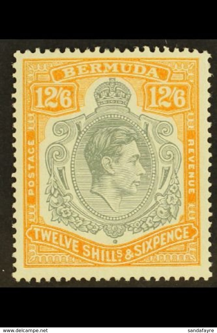 1938-53 12s6d Grey And Pale Orange, Perf 14 On Chalky Paper, SG 120b, Never Hinged Mint. For More Images, Please Visit H - Bermuda