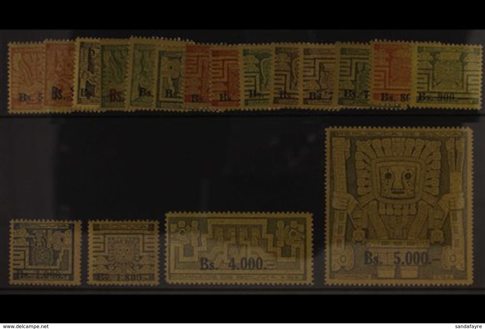 1960 Surcharged "Sun Gate" Set (Scott 433/50, SG 702/19), Never Hinged Mint. (18 Stamps) For More Images, Please Visit H - Bolivie