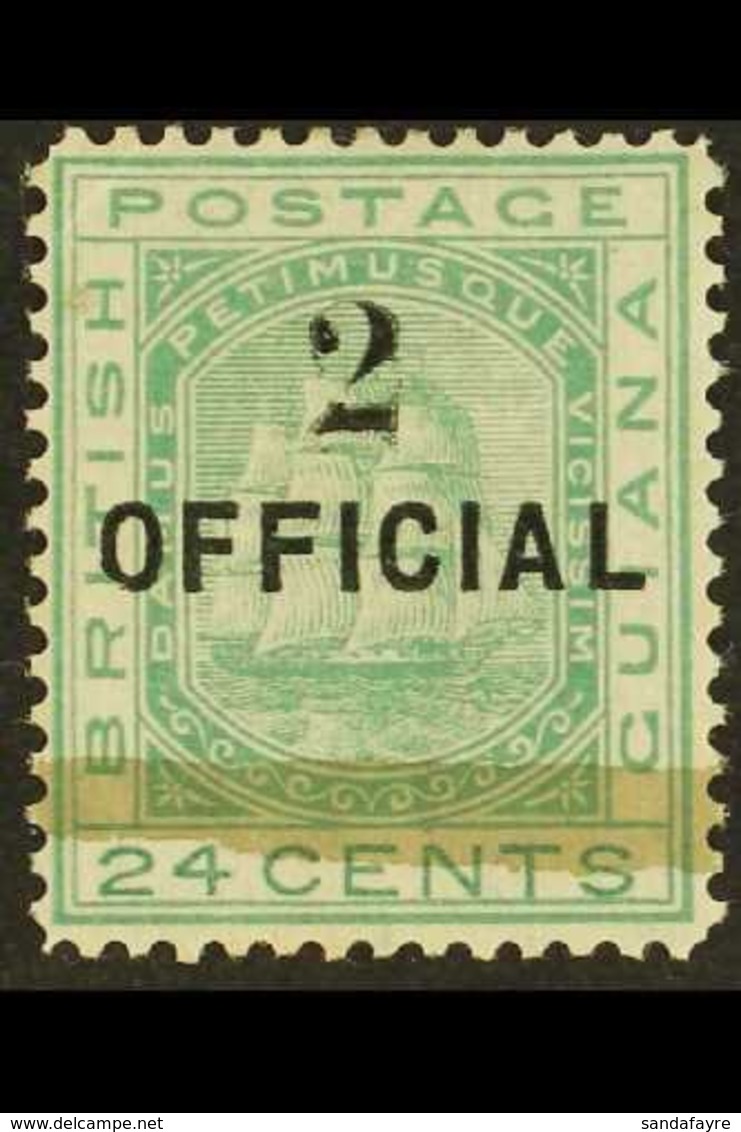 1881 2 On 24c Emerald-green (012), SG 157, Fine Mint For More Images, Please Visit Http://www.sandafayre.com/itemdetails - British Guiana (...-1966)