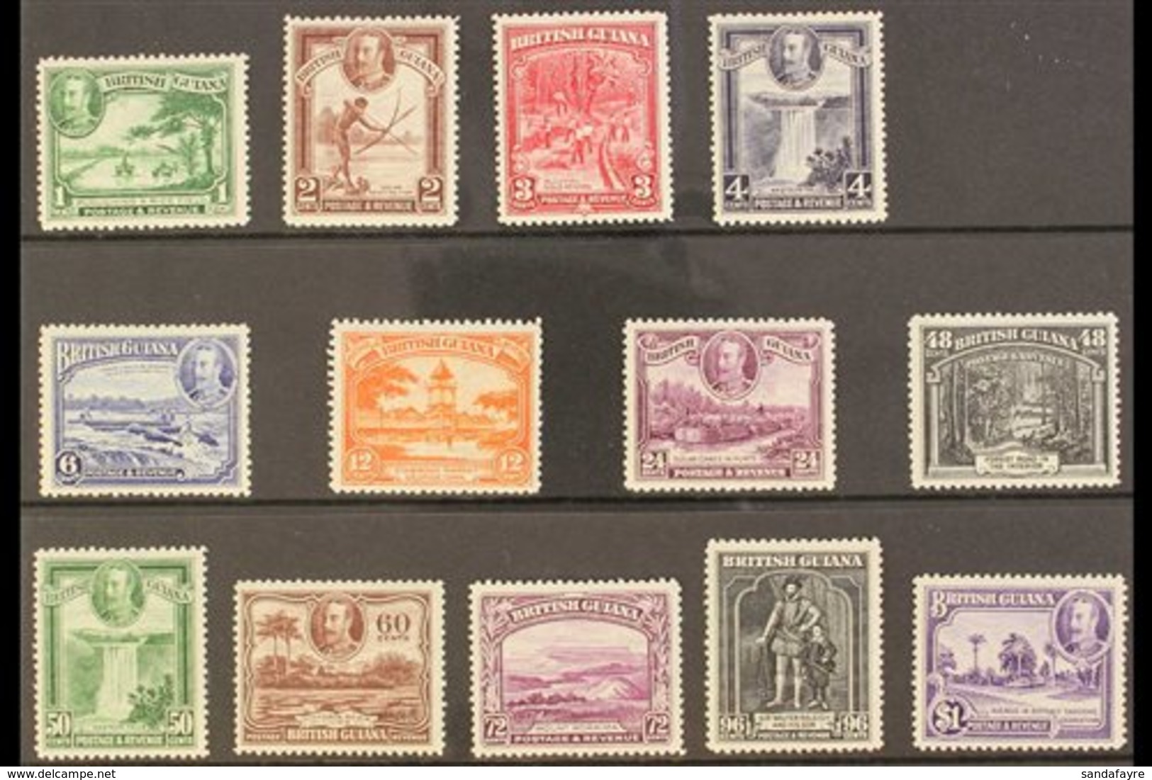 1934-51 KGV Pictorial Definitive Set, SG 288/300, Fine Mint (13 Stamps) For More Images, Please Visit Http://www.sandafa - Britisch-Guayana (...-1966)