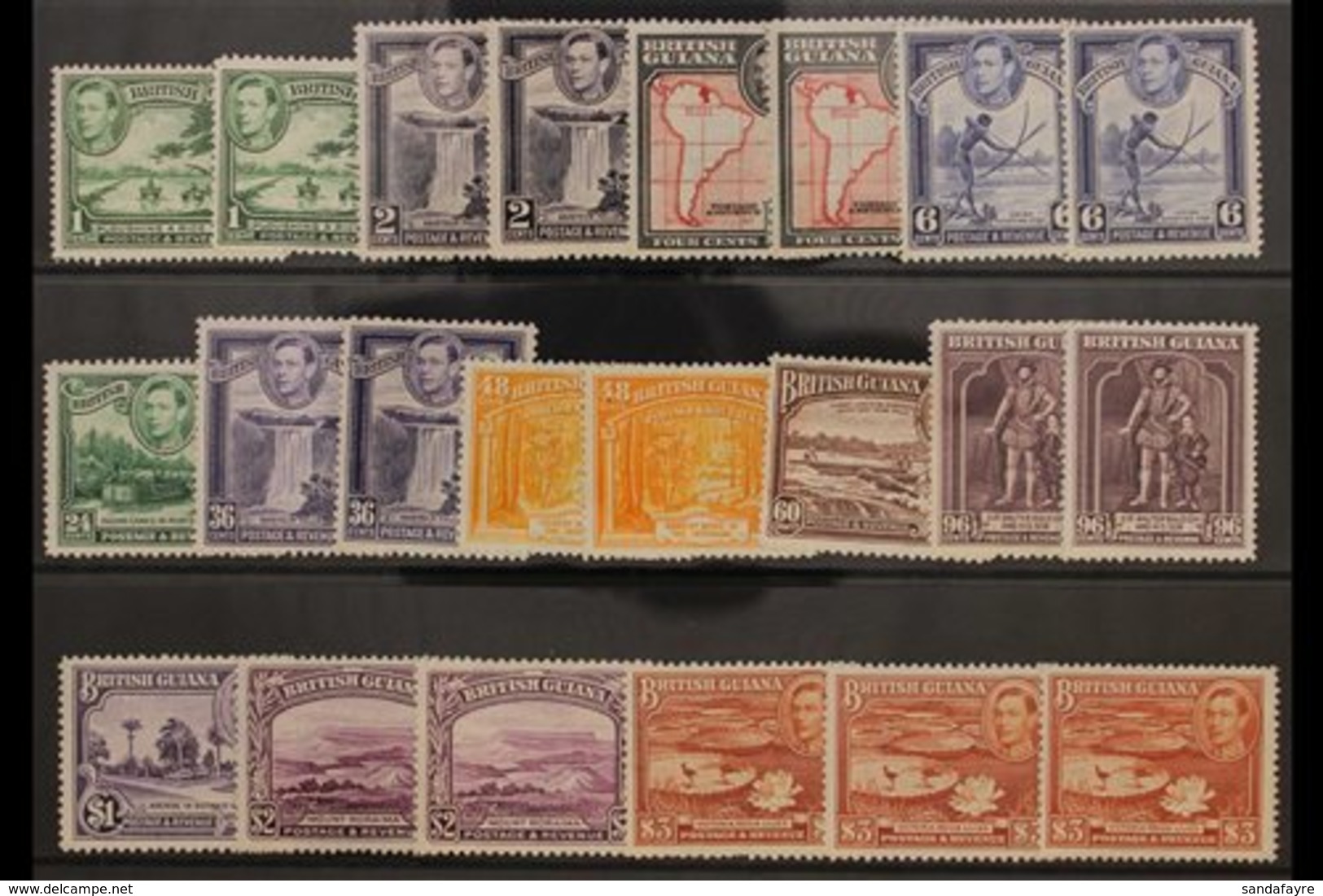 1938-52 Pictorials Complete Set With Most Perforation Types, SG 308/19b, Very Fine Mint. Includes Both $2 & All Three $3 - Brits-Guiana (...-1966)