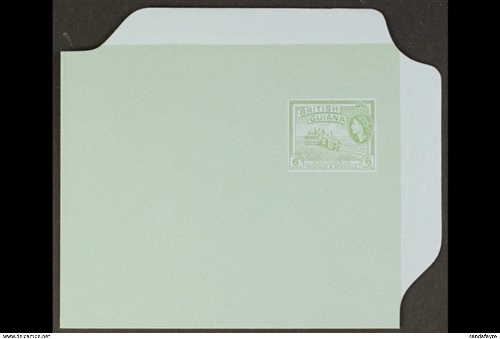 1960 6c Green On Light Blue Paper Air Letter With MISSING INSCRIPTIONS & INSTRUCTIONS (black Printing), Very Eye-catchin - Guyane Britannique (...-1966)