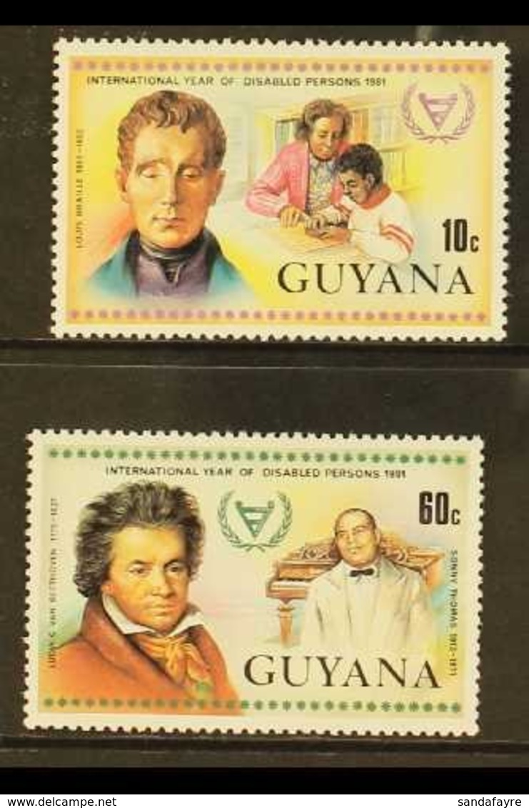 1981 International Year For Disabled Persons 10c And 60c, SG 857 & 859, WITHOUT SURCHARGES, Never Hinged Mint. (2 Stamps - Guyane (1966-...)