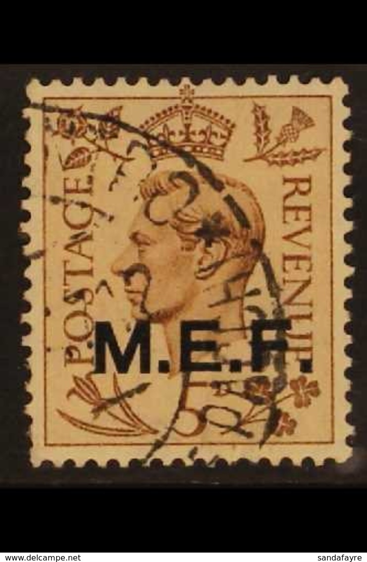 M.E.F. 1942 5d Brown Ovptd Type M2 (regular Lettering Square Stops), SG M10, Very Fine Used. RPS Cert. For More Images,  - Italienisch Ost-Afrika