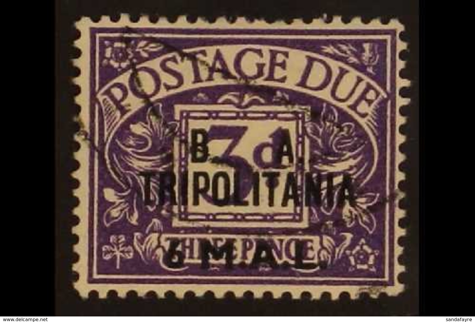 TRIPOLITANIA POSTAGE DUES - 1950 6L On 3d Violet Variety "wmk Sideways Inverted", SG TD9w, Very Fine Used. RPS Cert. For - Italienisch Ost-Afrika