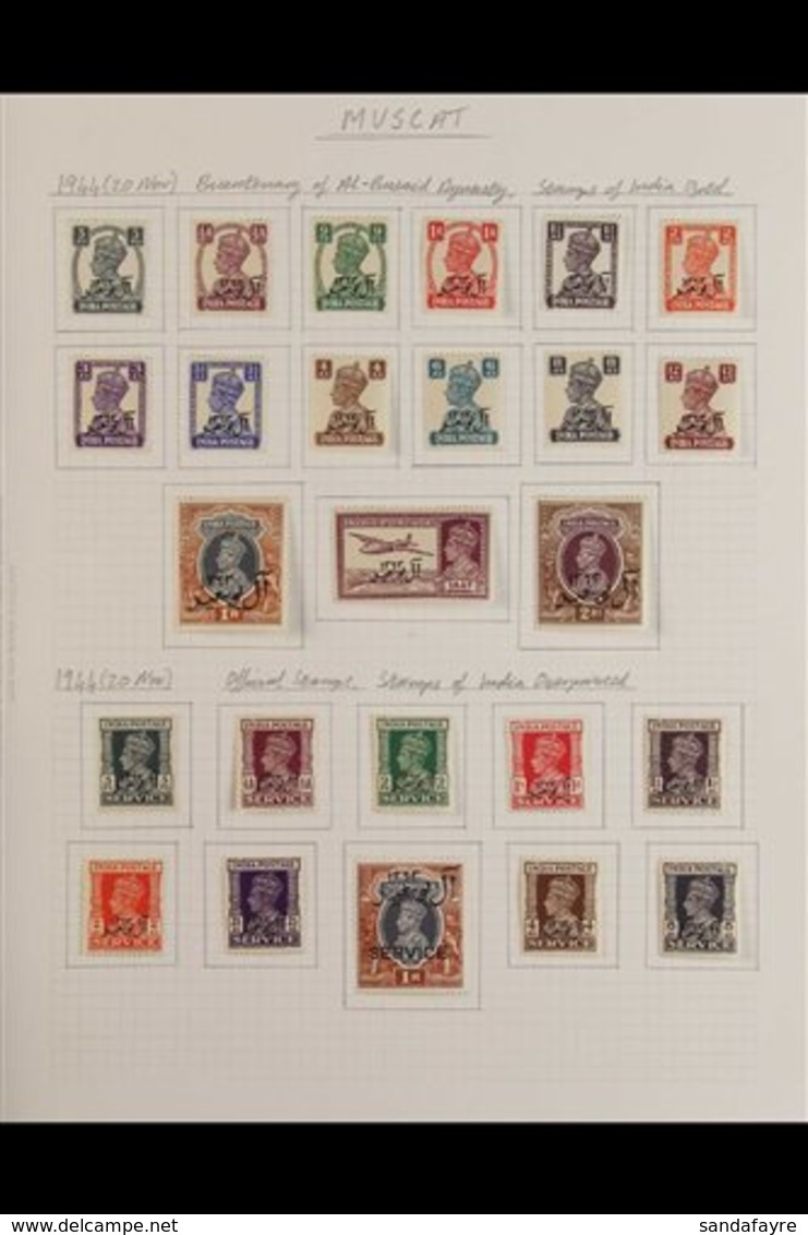 1944 - 1961 FRESH MINT ONLY COLLECTION Mainly Complete Sets On Pages Including Muscat & Oman 1944 Postage And Official S - Bahreïn (...-1965)