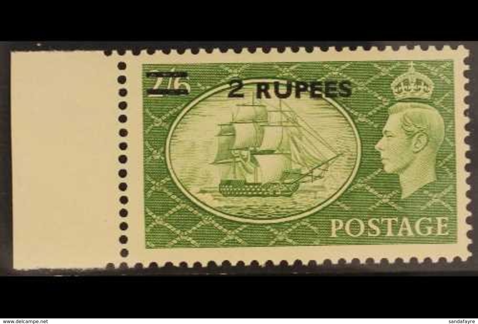 1955 2r On 2s 6d Green, Surcharged "raised 2",  SG 41a, Superb Never Hinged Marginal Mint . For More Images, Please Visi - Bahrein (...-1965)