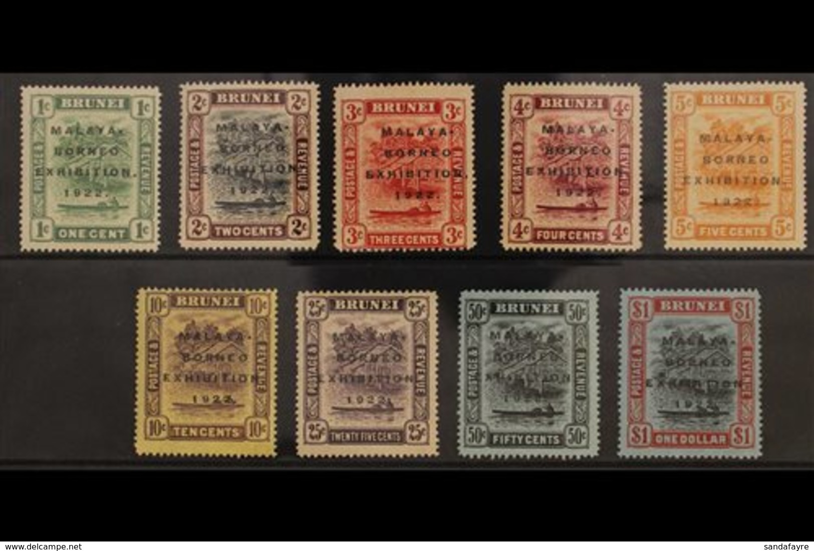 1922 MALAYA - BORNEO EXHIBITION. View On Brunei River "Exhibition" Overprints Complete Set, SG 51/59, Fine Mint, Fresh C - Brunei (...-1984)