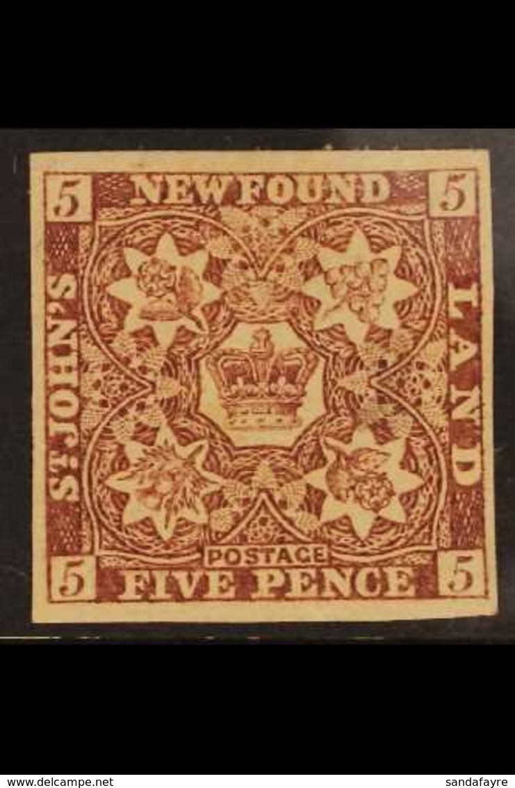 1857-64 5d Brown-purple, Thick Paper, SG 5, Mint With Four Wide Margins, Large Part Gum. A Lovely Example. For More Imag - Andere & Zonder Classificatie