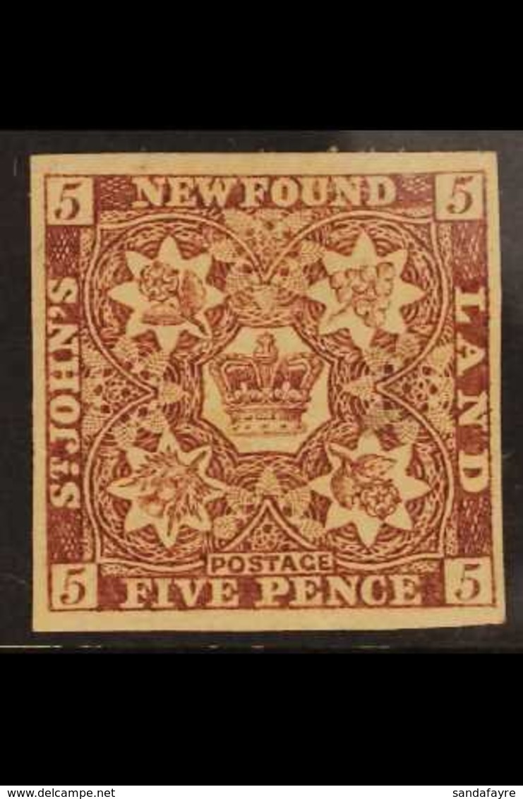 1857-64 5d Brown-purple, Thick Paper, SG 5, Mint With Four Wide Margins, Large Part Gum. A Lovely Example. For More Imag - Autres & Non Classés