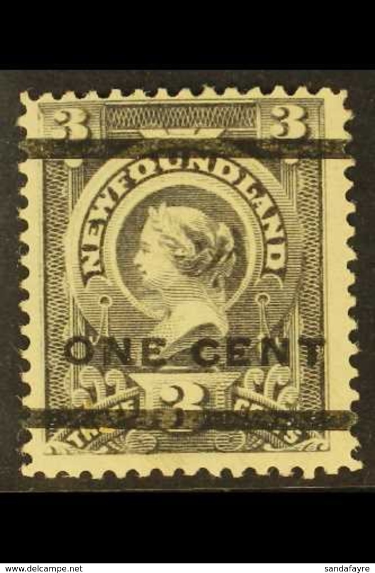 1897 1c On 3c Grey Purple, Type 38 Surcharge, SG 82, Very Fine Mint. For More Images, Please Visit Http://www.sandafayre - Sonstige & Ohne Zuordnung