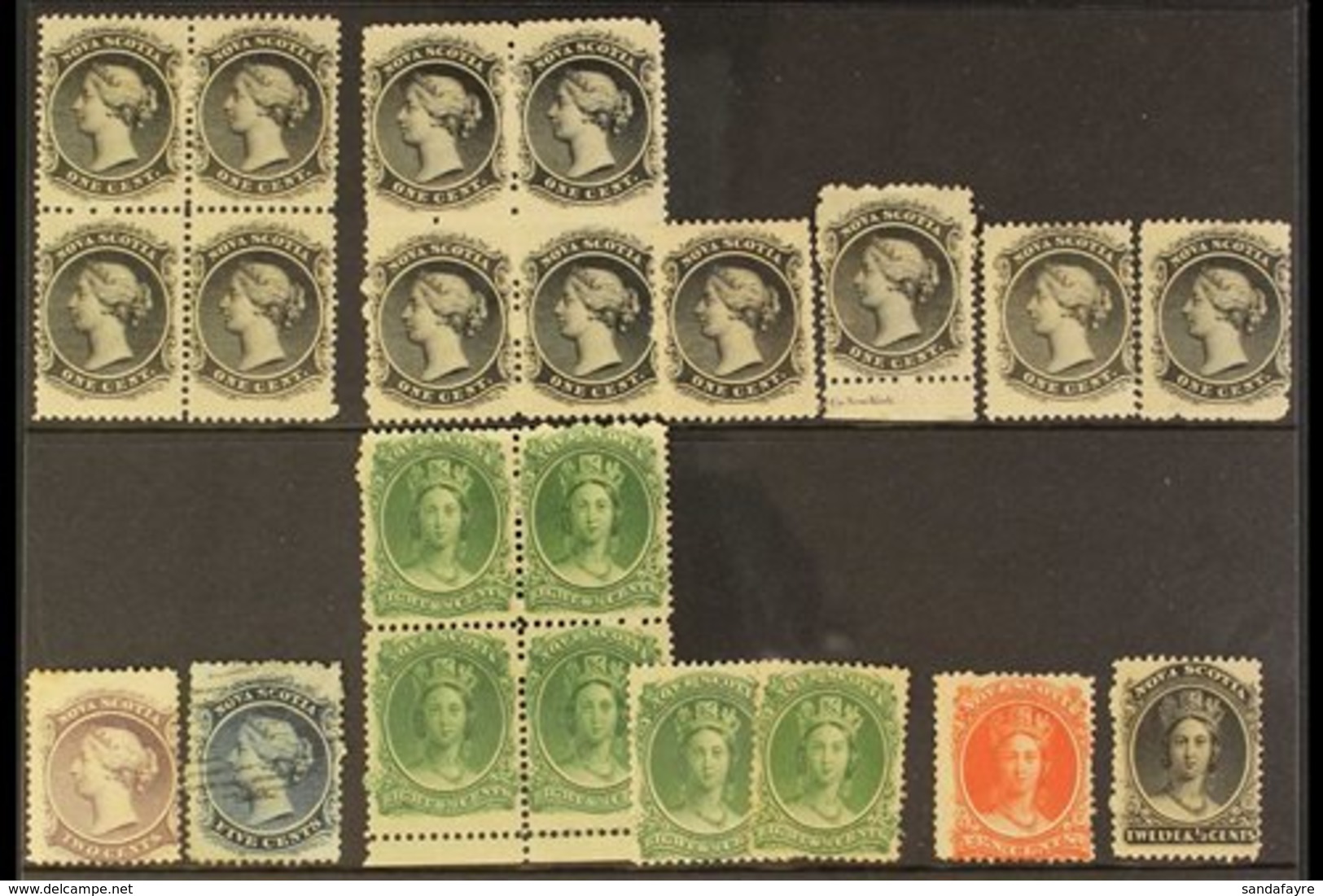 1860-63 Range Of Yellowish Paper Values (mint Unless Stated) Includes 1s (12, Incl 2 Blocks Of Four), 2c, 5c Used, 8½c ( - Sonstige & Ohne Zuordnung