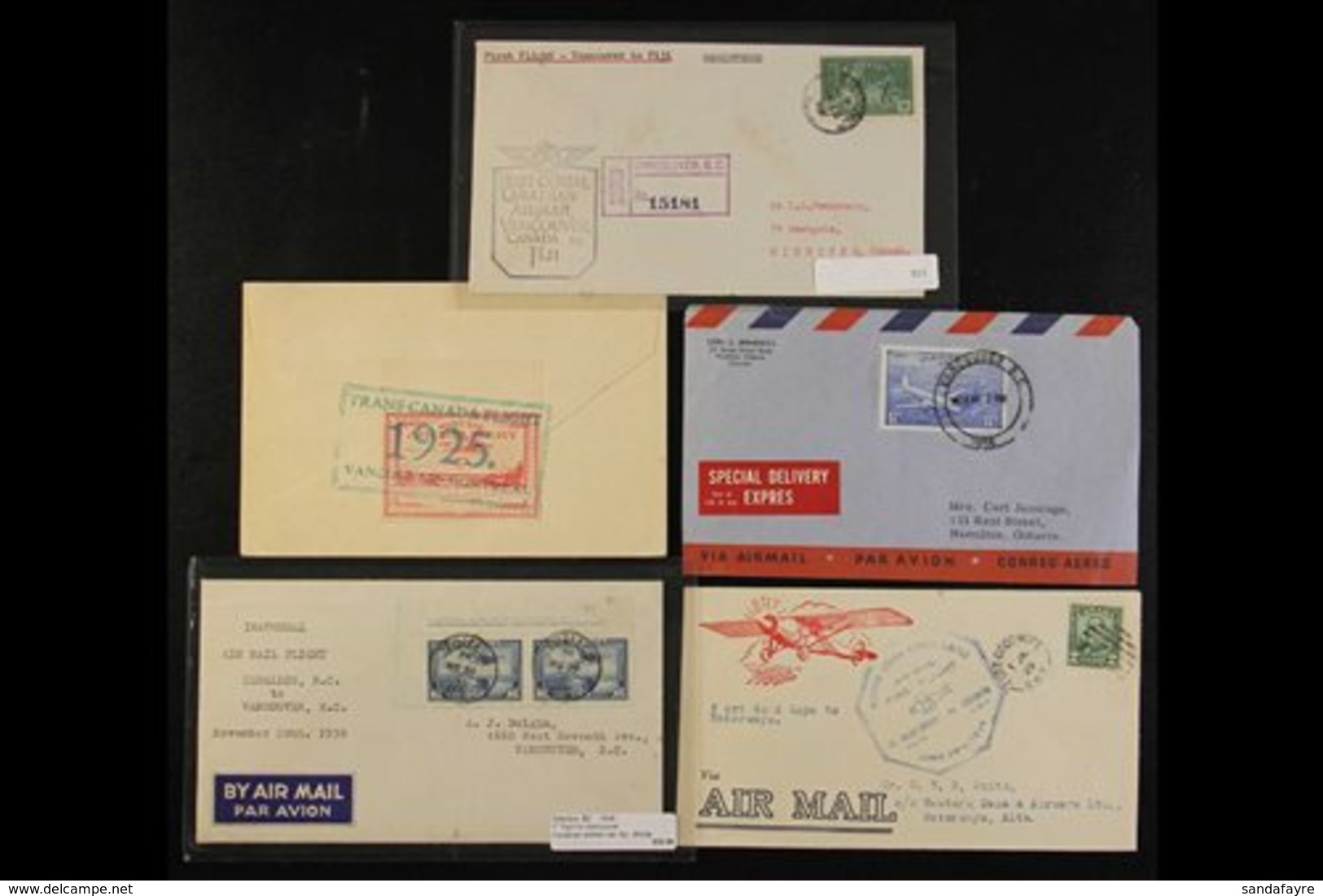 1925-58 FLOWN COVERS COLLECTION An Interesting Group Which Includes 1924 Imperf X Roulette Laurentide Special Air Delive - Sonstige & Ohne Zuordnung