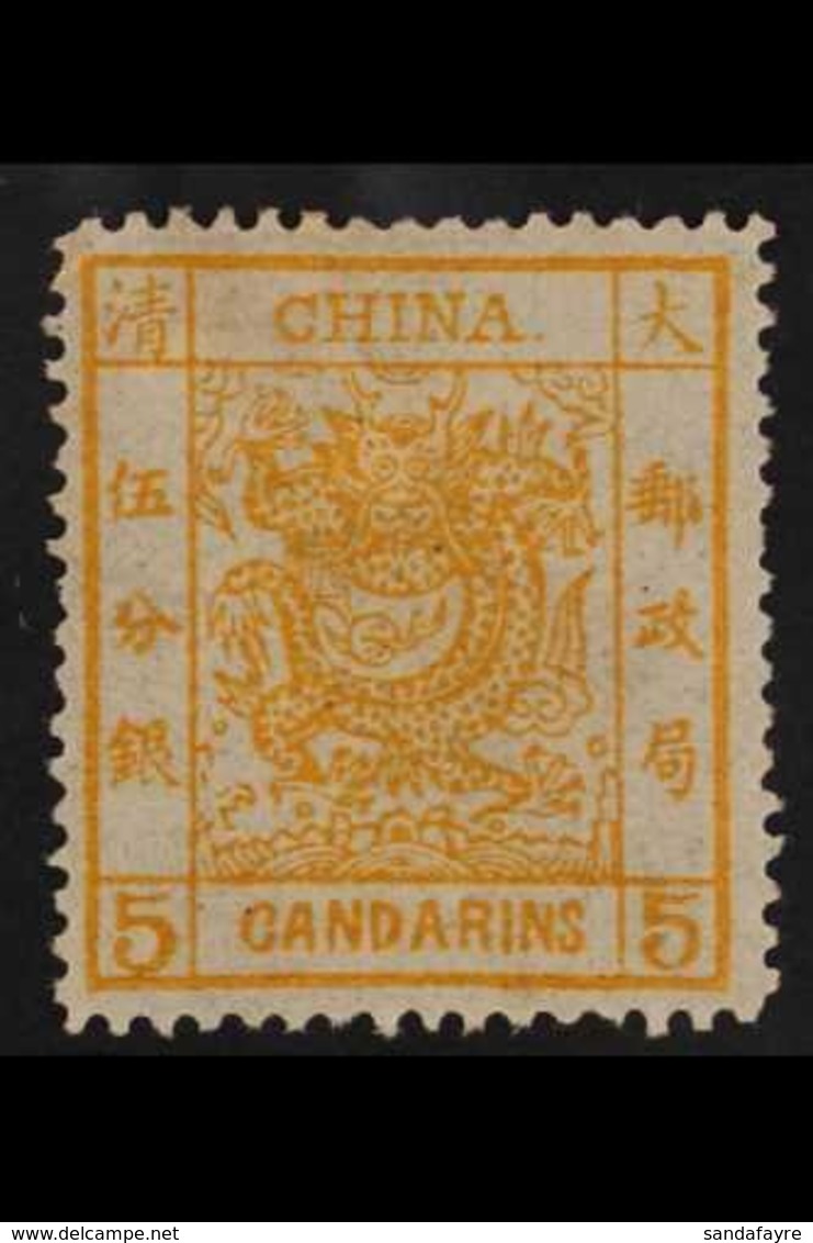 1878-83 5ca Orange Large Dragon On Thin Paper, SG 3, Mint Part OG, Very Fresh With A Couple Of Nibbled Perfs. A Beauty.  - Other & Unclassified