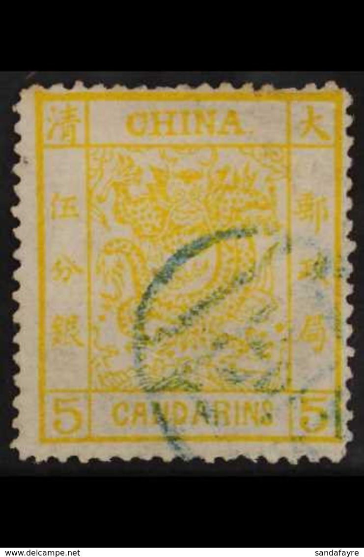 1878-83 5ca Chrome-yellow Large Dragon On Thicker Paper, SG 9, Finely Used With Some Short Perfs At Top. For More Images - Sonstige & Ohne Zuordnung