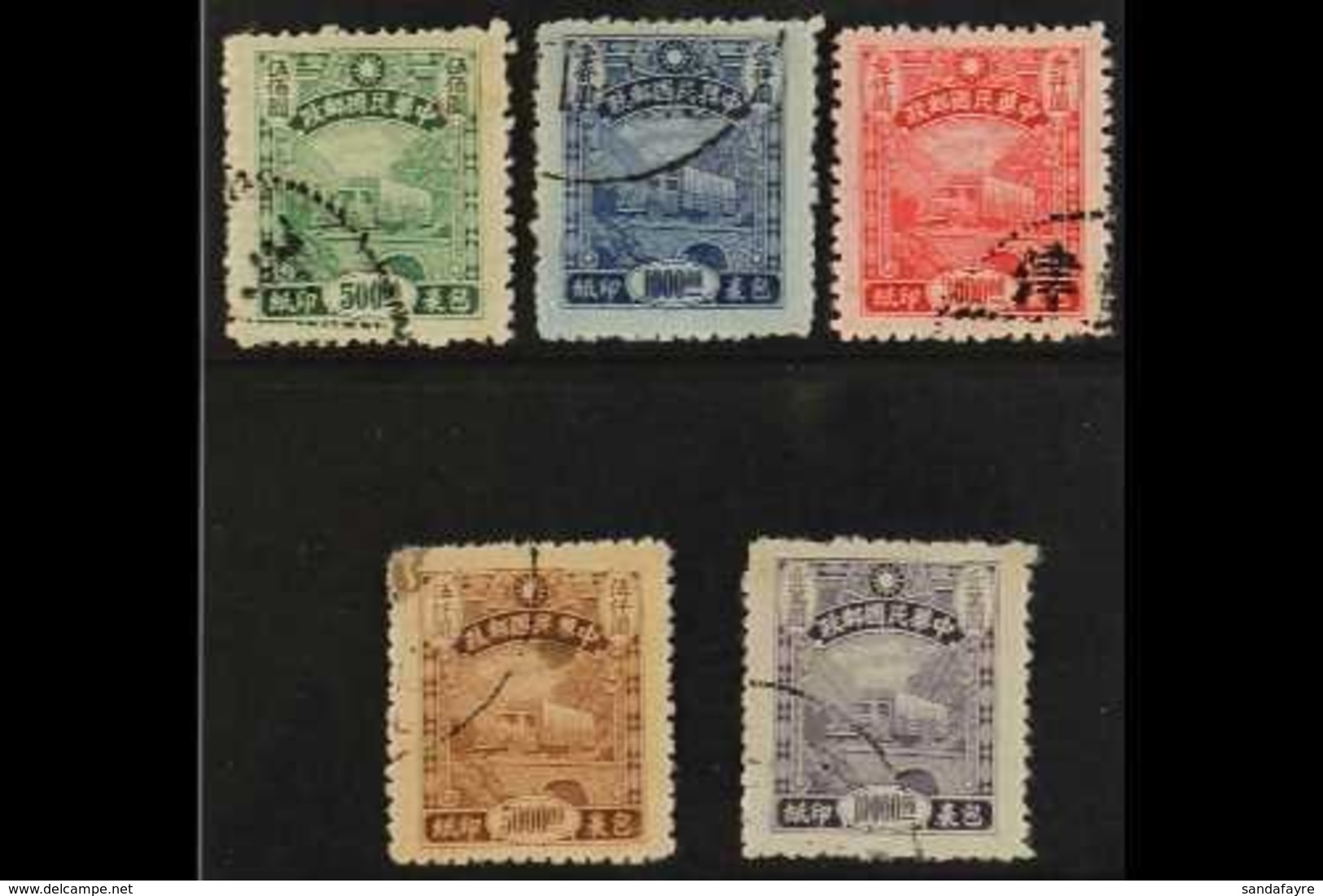 1944-45 PARCELS POST Set Complete To $10,000, SG P711/P715, Very Fine Used, The $5,000 With Staining (5 Stamps) For More - Sonstige & Ohne Zuordnung
