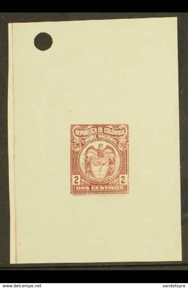 REVENUE 1930 2c Brown 'Coat Of Arms' Revenue Stamp DIE PROOF, Printed By Perkins Bacon On Gummed Wove Paper (66x92mm) Fo - Colombia