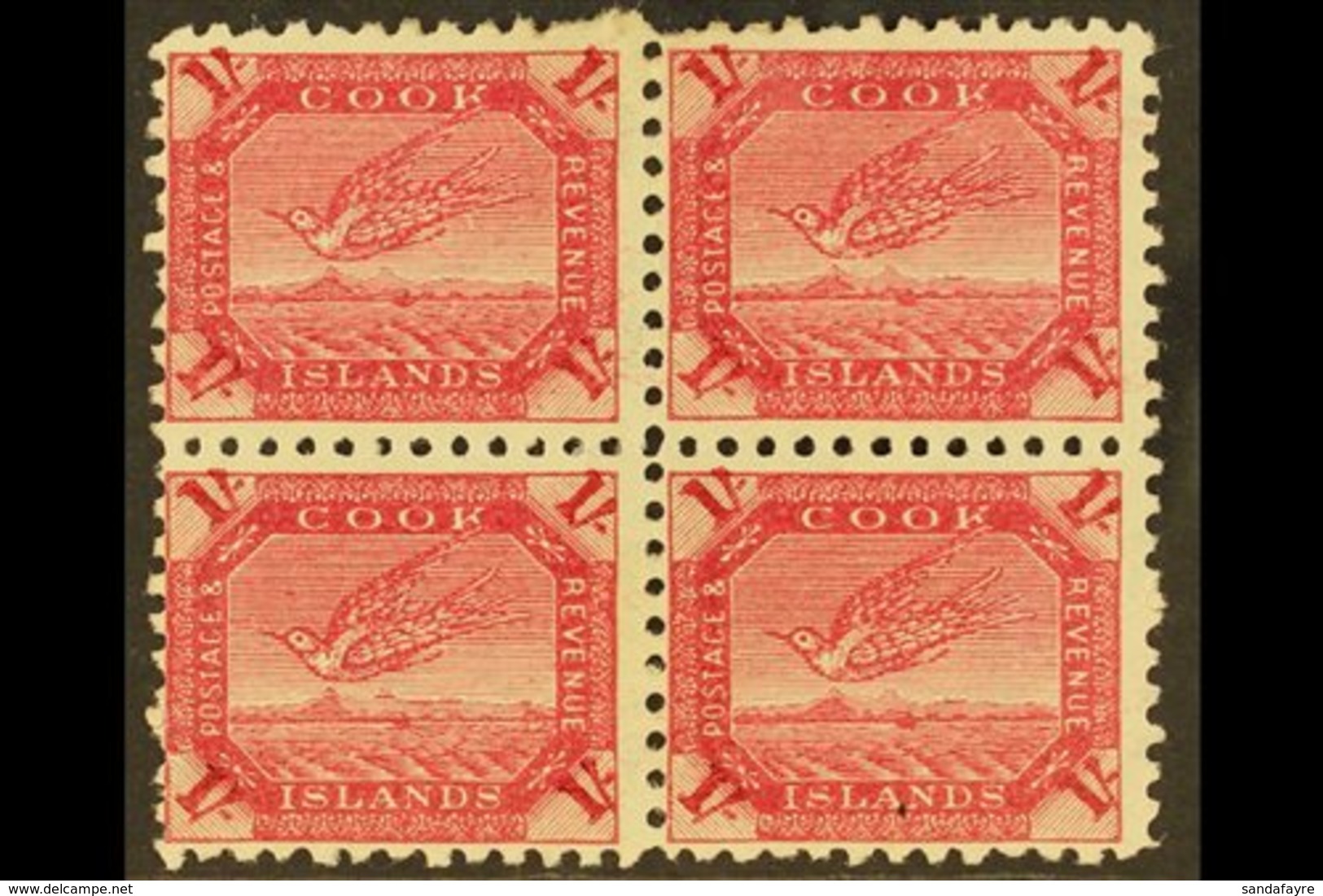 1893-1900 1s Deep Carmine Tern, SG 20a, Fine Mint Block Of Four.  For More Images, Please Visit Http://www.sandafayre.co - Cook