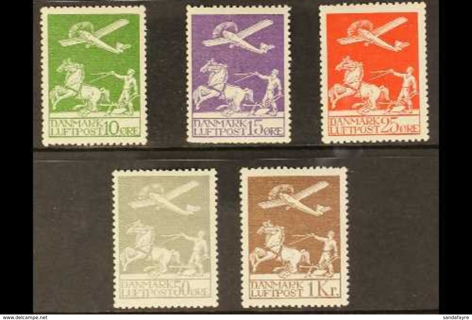 1925-29 Air Complete Set (SG 224/28, Facit 213/17, Michel 143/45 & 180/81), Fine Mint, 15o & 25o With Some Short Perfs,  - Andere & Zonder Classificatie