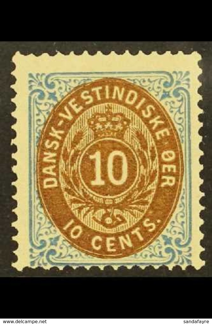 1873-1902 10c Bistre-brown And Blue, Frame Inverted, SG 23a, Very Fresh Mint. For More Images, Please Visit Http://www.s - Danish West Indies