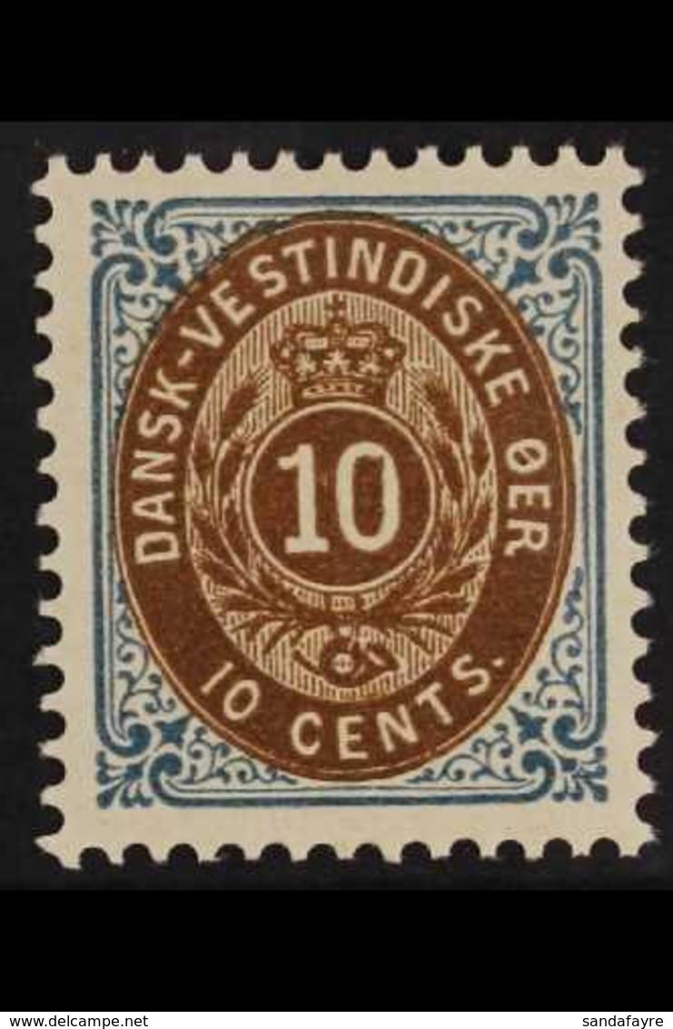 1896-1902 10c Bistre-brown And Blue, Perf 12½, Frame Normal, Facit 18 Or SG 35, Superb Never Hinged Mint. For More Image - Danish West Indies