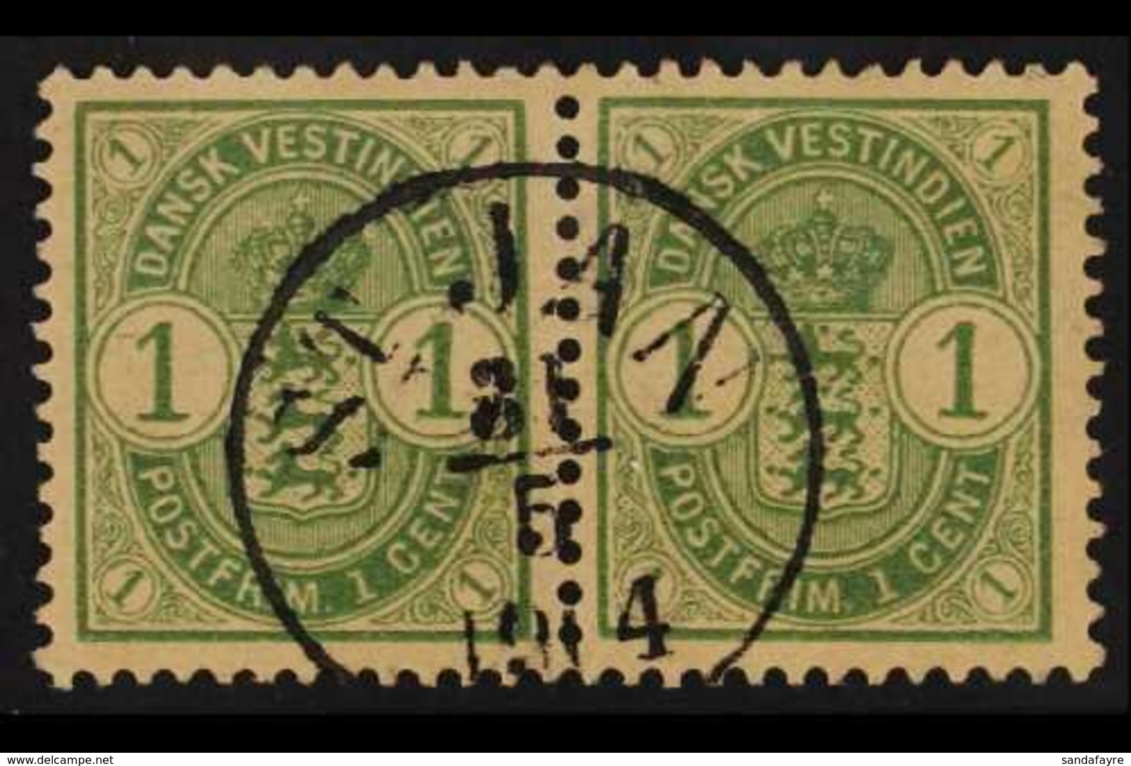 1900-03 1c Green, SG 39, Horizontal Pair With Fine "ST JAN" Cds Cancellation. For More Images, Please Visit Http://www.s - Deens West-Indië