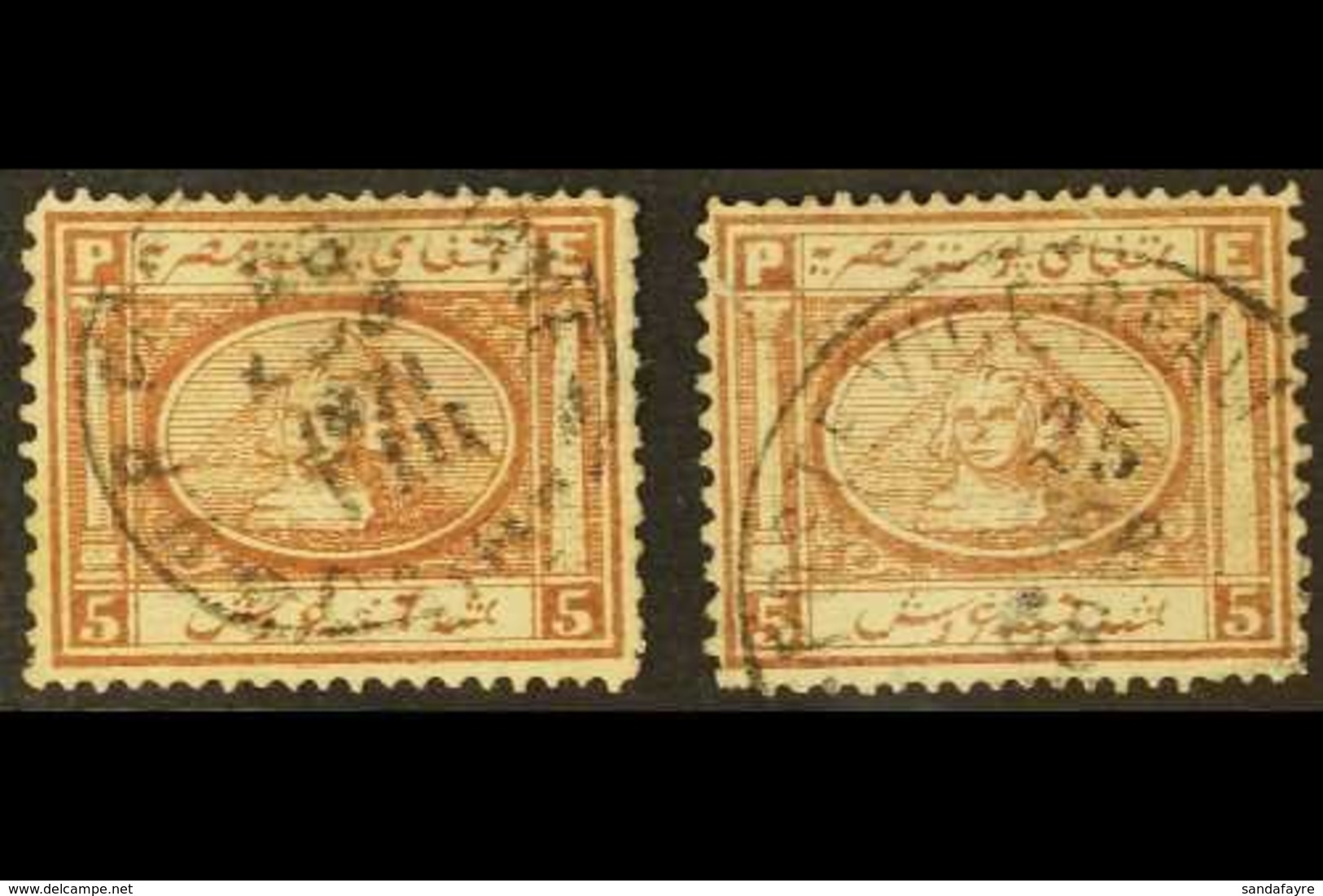 1867-71 5pi Brown, Type I & IV Examples, SG 16, Both With Small Faults, But C.d.s. Used, Cat.£360 (2 Stamps). For More I - Autres & Non Classés