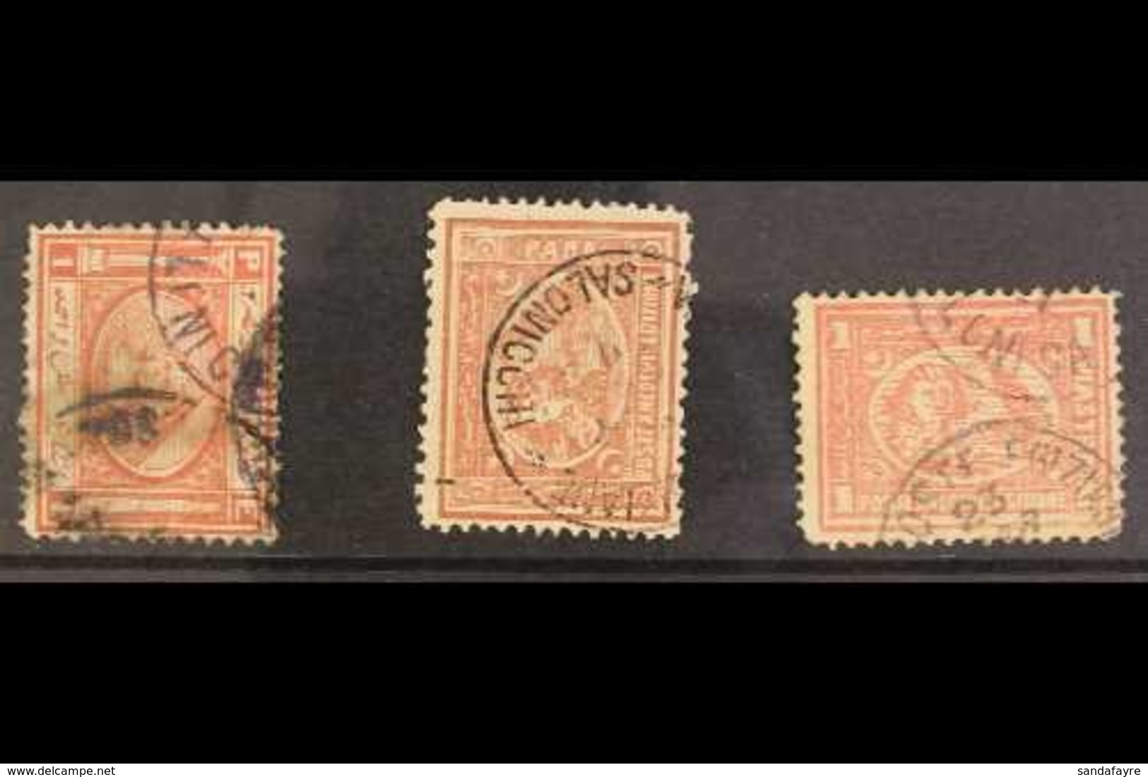 USED ABROAD: SALONICCHI (SALONIKA, GREECE) Clear Part Strikes Of Cds On 1867-71 1pi, 1872-75 5pa And 1pi. (3 Stamps) For - Andere & Zonder Classificatie